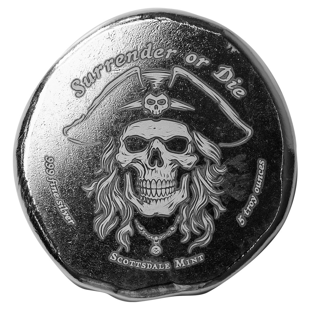 5 oz Scottsdale Mint Silver Pirate Skull Button
