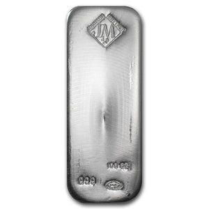 100 oz Johnson Matthey Silver Bars (Random Designs)