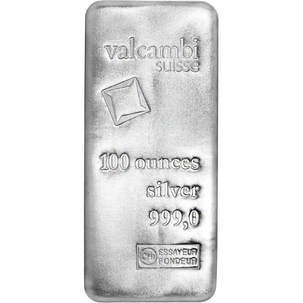 100 oz Valcambi Suisse Silver Bars