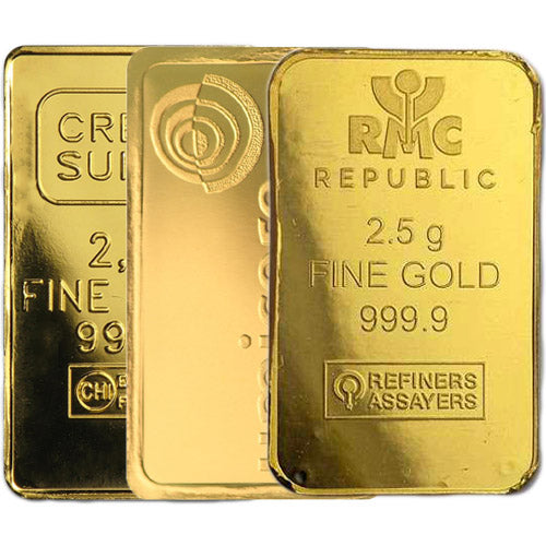 2.5 GRAM Gold Bars (Varied Condition, Misc Brands)
