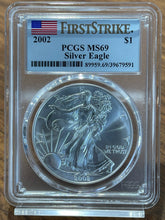 Load image into Gallery viewer, 2002 $1 American Silver Eagle PCGS MS 69 First Strike 1 oz
