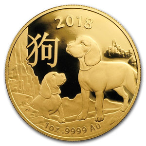 1 oz Australia Gold Lunar Year of the Dog BU (RAM) 2018