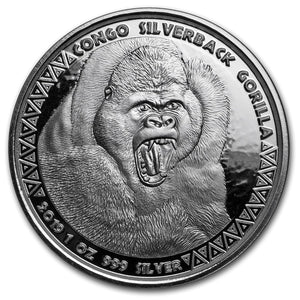2019 Congo Silverback Gorilla Silver 1 oz
