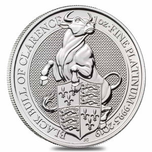 2019 UK Queens Beast Black Bull of Clarence Platinum BU Coin 1 oz