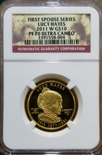 Load image into Gallery viewer, 2011-W 1/2 oz Lucy Hayes Spouse Gold NGC PF 70
