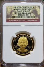 Load image into Gallery viewer, 2015-W 1/2 oz Jacqueline Kennedy Spouse Gold NGC PF 70
