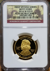 2016-W 1/2 oz Betty Ford Spouse Gold NGC PF 70