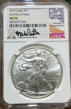Load image into Gallery viewer, 2019 $1 American Silver Eagle 1 oz NGC MS 70 First Day of Issue (Castle Signed)
