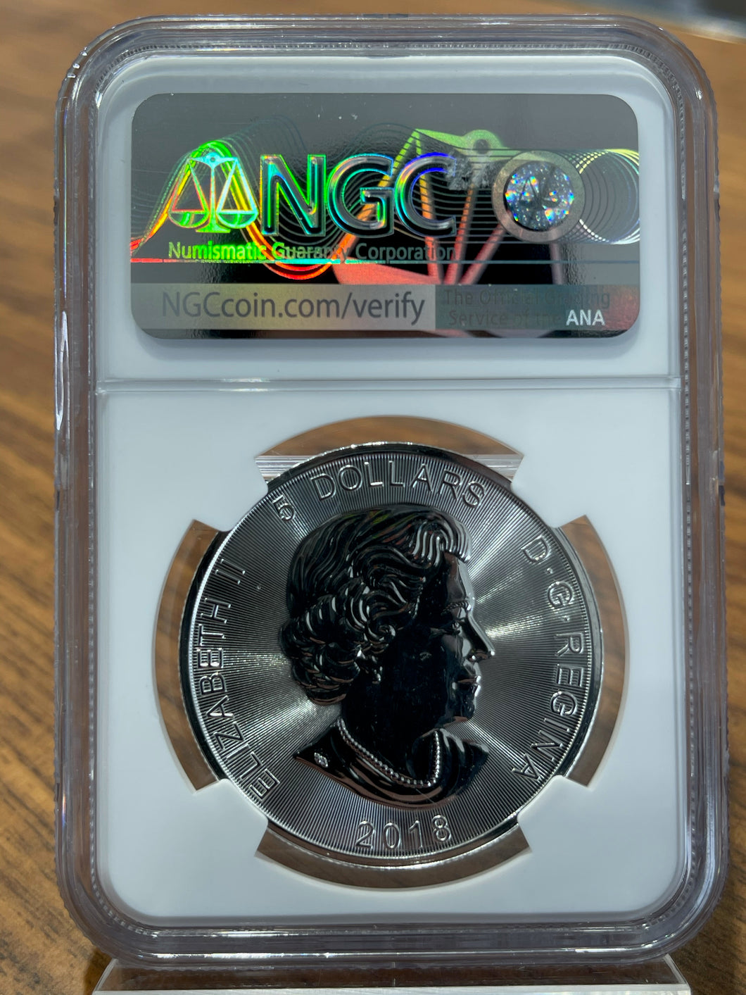 2018 $5 Canada 1oz Silver Wolf Obverse Struck Thru Mint Error MS69 NGC