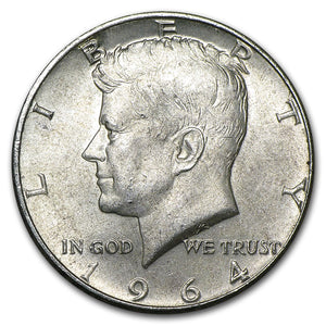 90% Silver 1964 Kennedy Half Dollar (Circulated)