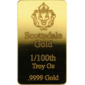 1/100 oz .9999 Gold Scottsdale Bar