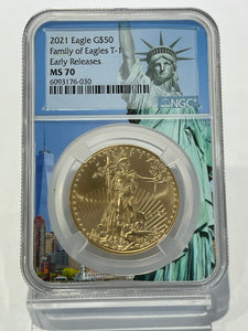 2021 $50 American Gold Eagle 1 oz Statue Liberty Core NGC MS 70 Early Releases