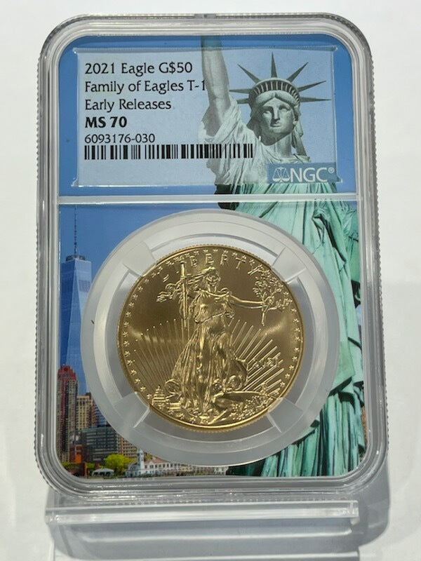 2021 $50 American Gold Eagle 1 oz Statue Liberty Core NGC MS 70 Early Releases