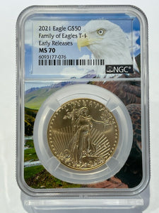 2021 $50 American Gold Eagle 1 oz Eagle Core NGC MS 70 Early Releases