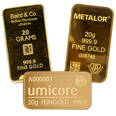 20 GRAM Gold Bars (Varied Condition, Misc Brands)
