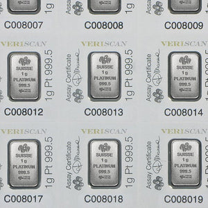 25 GRAM Pamp Suisse Platinum Bars .9995 Fine