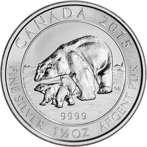 2015 1.50 oz Canada Silver Polar Bear $8 BU COIN