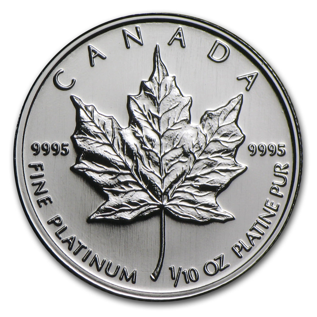 1/10th oz Canada Platinum Maple Leafs BU Coin (Random Dates)