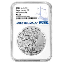 Load image into Gallery viewer, 2021 American Silver Eagles Type 2 New Reverse NGC MS 70 Early Releases
