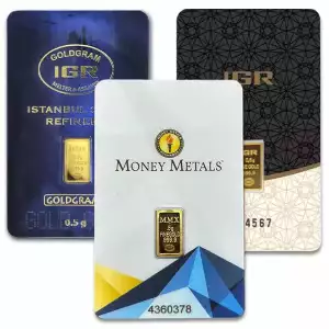 0.5 Gram Carded Gold Bar Various Mints