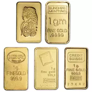 1 g Gold Bar Uncarded Various Mints