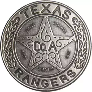 1 oz Antique Texas Ranger Wagon Wheel Badge Silver Round (2)