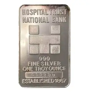 1 oz Hospital Trust National Bank Silver Bar .999 Fine