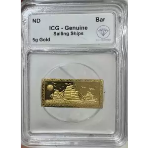 10 5 Gram Sailing Ships Gold Bar ICG Genuine IDC Verified