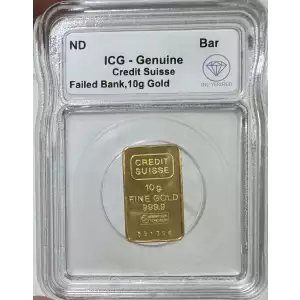 10 Gram Credit Suisse Failed Bank Gold Bar ICG Genuine IDC Verified