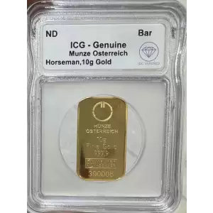 10 Gram Munze Osterreich Horseman Gold Bar ICG Genuine IDC Verified