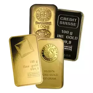 100 Gram Gold Bar Uncarded Various Brands (Secondary)