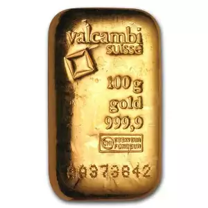 100 Gram Valcambi Poured Gold Bar (With COA)