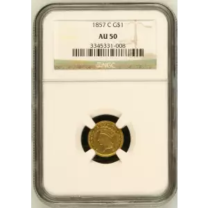 1857 C Indian Princess Large Head Gold Dollar NGC AU-50 (2)