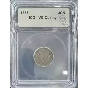 1865 Three Cents Nickel ICG VG Quality IDC Verified