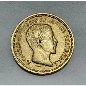 1869 R Guatemala 5 Pesos Gold Coin