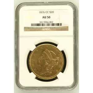 1876 CC $20 Double Eagle Liberty Head NGC AU-50 (2)