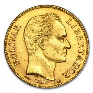 1879-1912 Venezuela Gold 20 Bolivares Simon Bolivar