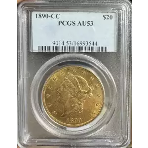 1890 CC $20 Double Eagle Liberty Head PCGS AU-53 (3)