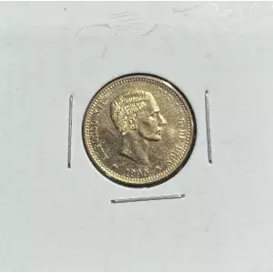 1890 Spain 10 Pesetas Gold Coin