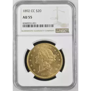 1892 CC $20 Double Eagle Liberty Head ICG AU-58 IDC Verified Cleaned