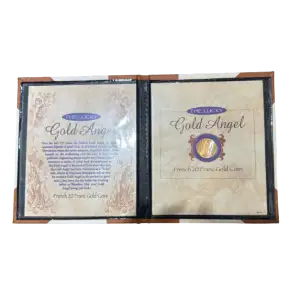 1893 20 Franc Lucky Gold Angel Coin American Historic Society Certificate Folder