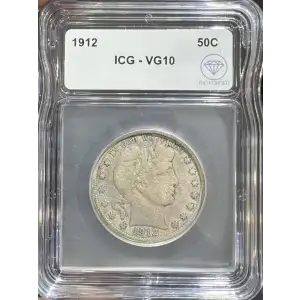 1912 Barber Half Dollar ICG VG-10 IDC Verified