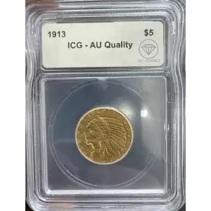 1913 Gold Half Eagle $5 Indian Head ICG XF-45 Details IDC Verified Cleaned (2)