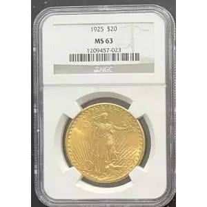 1925 $20 St. Gaudens NGC MS 63