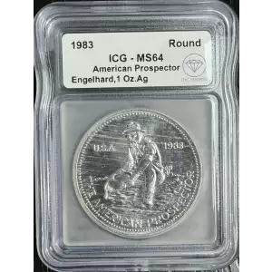 1983 IDC Verified 1 oz Silver Engelhard Prospector Round ICG MS64 (2)