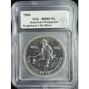 1984 IDC Verified 1 oz Silver Engelhard Prospector Round ICG MS65 PL