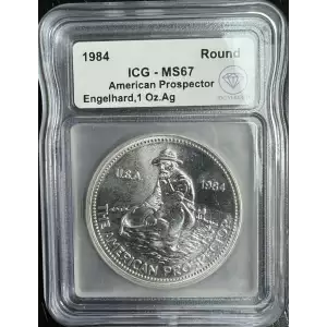 1984 IDC Verified 1 oz Silver Engelhard Prospector Round ICG MS67