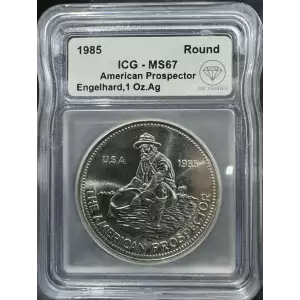 1985 IDC Verified 1 oz Engelhard Prospector Round ICG MS67 - Narrow Font Variety