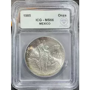 1985 Mexican 1 onza Silver Libertad ICG MS65 - IDC Verified with toning