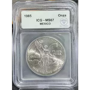 1985 Mexican 1 onza Silver Libertad ICG MS67 - IDC Verified